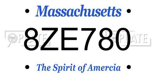 8ZE780 Massachusetts License Plate