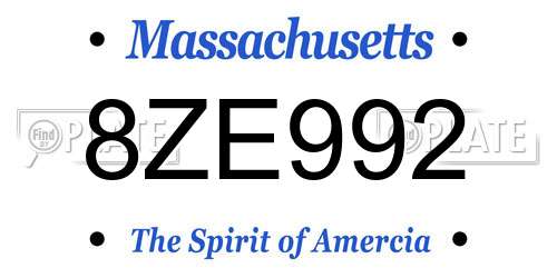 8ZE992 Massachusetts License Plate