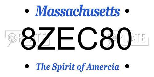 8ZEC80 Massachusetts License Plate