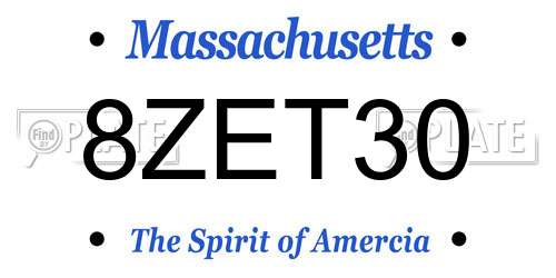 8ZET30 Massachusetts License Plate