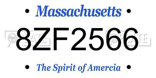 8ZF2566 Massachusetts License Plate
