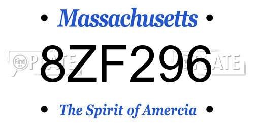 8ZF296 Massachusetts License Plate