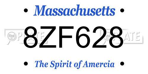 8ZF628 Massachusetts License Plate