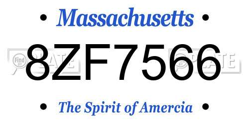 8ZF7566 Massachusetts License Plate