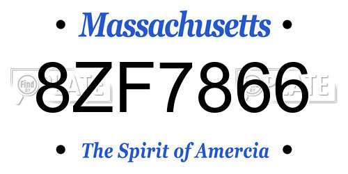 8ZF7866 Massachusetts License Plate