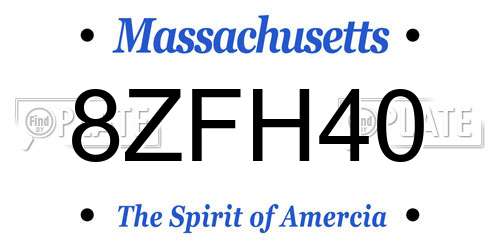 8ZFH40 Massachusetts License Plate