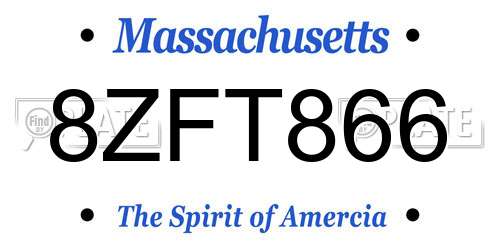 8ZFT866 Massachusetts License Plate