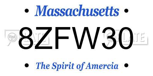 8ZFW30 Massachusetts License Plate