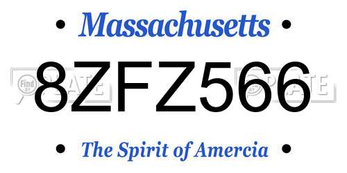 8ZFZ566 Massachusetts License Plate