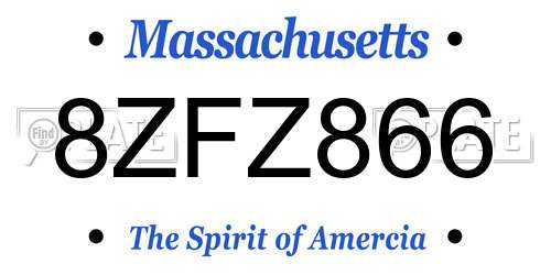 8ZFZ866 Massachusetts License Plate