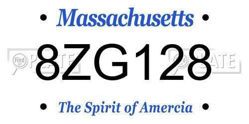 8ZG128 Massachusetts License Plate