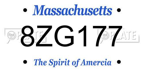 8ZG177 Massachusetts License Plate