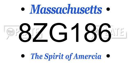 8ZG186 Massachusetts License Plate