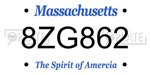 8ZG862 Massachusetts License Plate