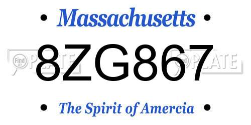 8ZG867 Massachusetts License Plate