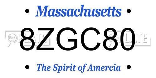 8ZGC80 Massachusetts License Plate