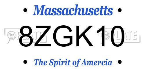 8ZGK10 Massachusetts License Plate