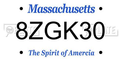8ZGK30 Massachusetts License Plate