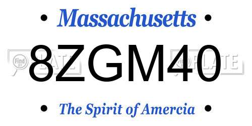 8ZGM40 Massachusetts License Plate