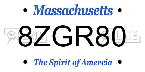 8ZGR80 Massachusetts License Plate