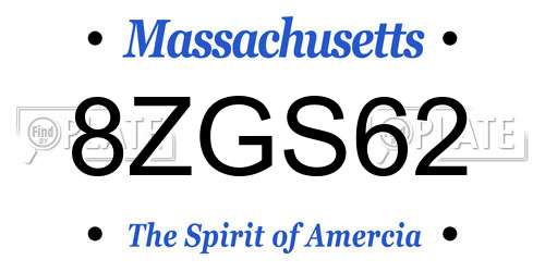 8ZGS62 Massachusetts License Plate