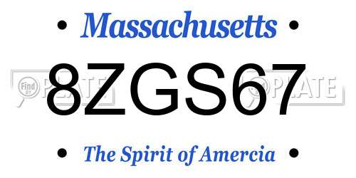 8ZGS67 Massachusetts License Plate