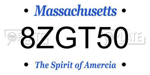 8ZGT50 Massachusetts License Plate