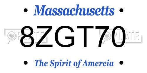 8ZGT70 Massachusetts License Plate