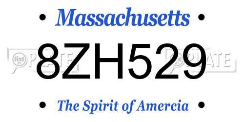 8ZH529 Massachusetts License Plate