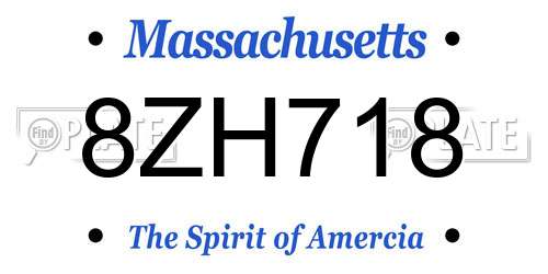 8ZH718 Massachusetts License Plate