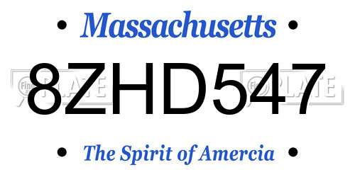 8ZHD547 Massachusetts License Plate