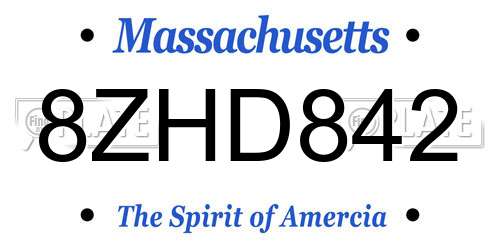 8ZHD842 Massachusetts License Plate
