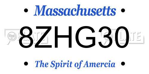 8ZHG30 Massachusetts License Plate