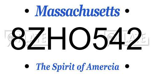 8ZHO542 Massachusetts License Plate