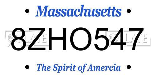 8ZHO547 Massachusetts License Plate
