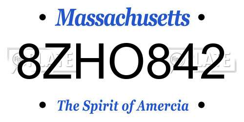 8ZHO842 Massachusetts License Plate