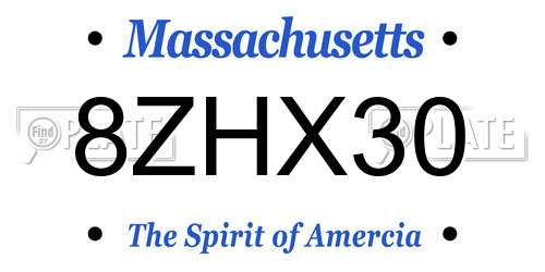 8ZHX30 Massachusetts License Plate