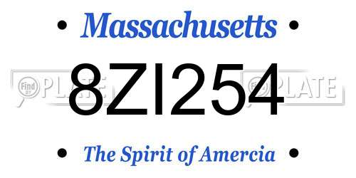 8ZI254 Massachusetts License Plate