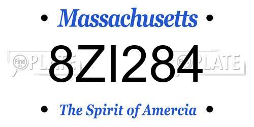 8ZI284 Massachusetts License Plate
