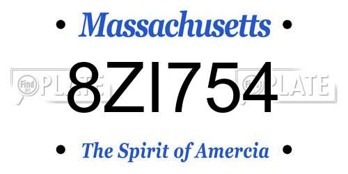 8ZI754 Massachusetts License Plate