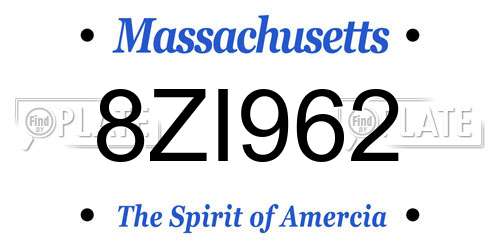 8ZI962 Massachusetts License Plate