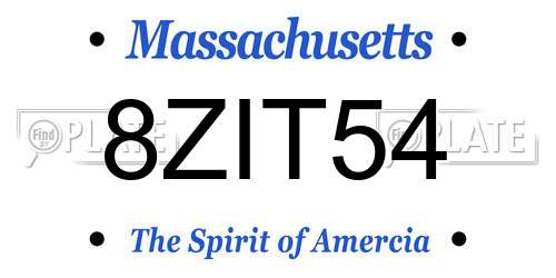 8ZIT54 Massachusetts License Plate