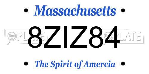 8ZIZ84 Massachusetts License Plate
