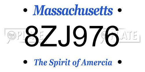 8ZJ976 Massachusetts License Plate