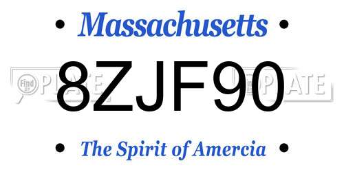 8ZJF90 Massachusetts License Plate