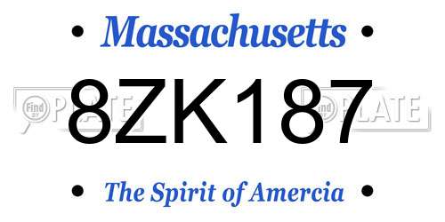 8ZK187 Massachusetts License Plate