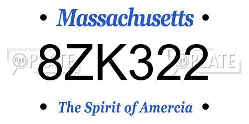 8ZK322 Massachusetts License Plate