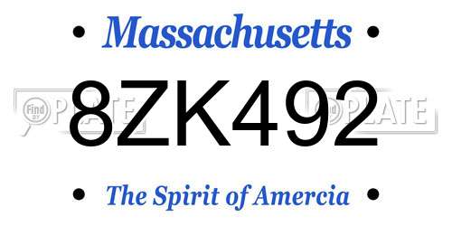 8ZK492 Massachusetts License Plate