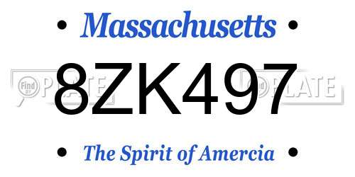 8ZK497 Massachusetts License Plate