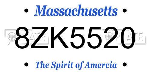 8ZK5520 Massachusetts License Plate